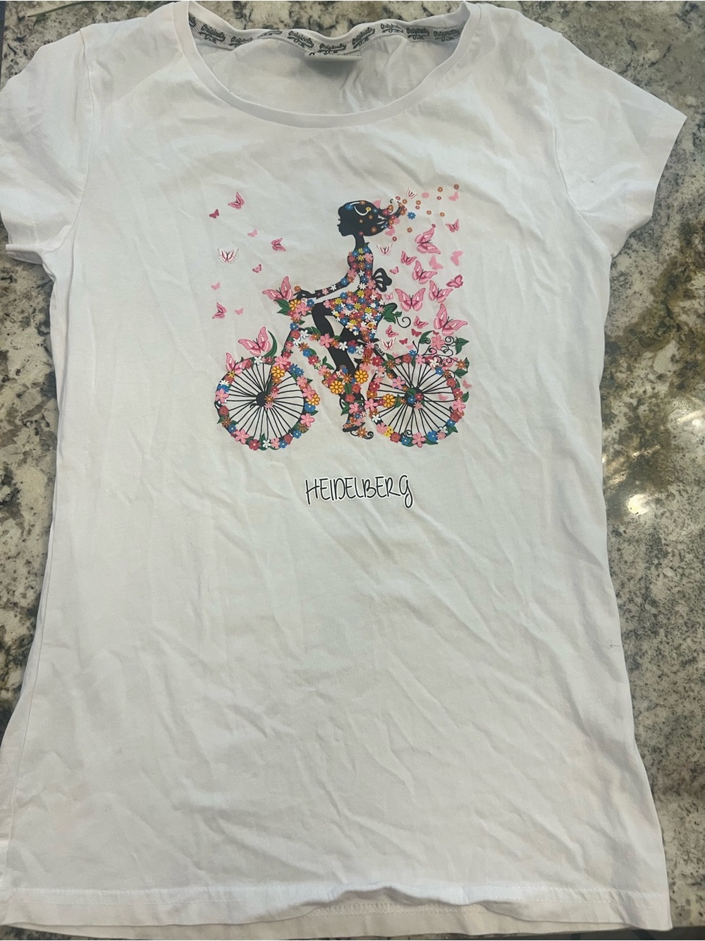White Girls' Floral Bicycle Graphic Tee -